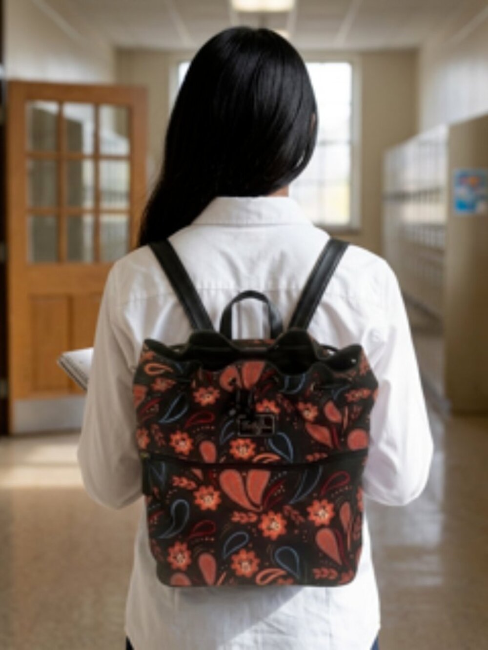 Disney Boutique Minnie Mouse Backpack Canvas Embroidered Orange & Black